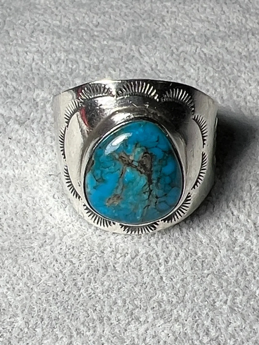 Native American Sterling Silver Ring 14 Turquoise Stone Western Southwestern